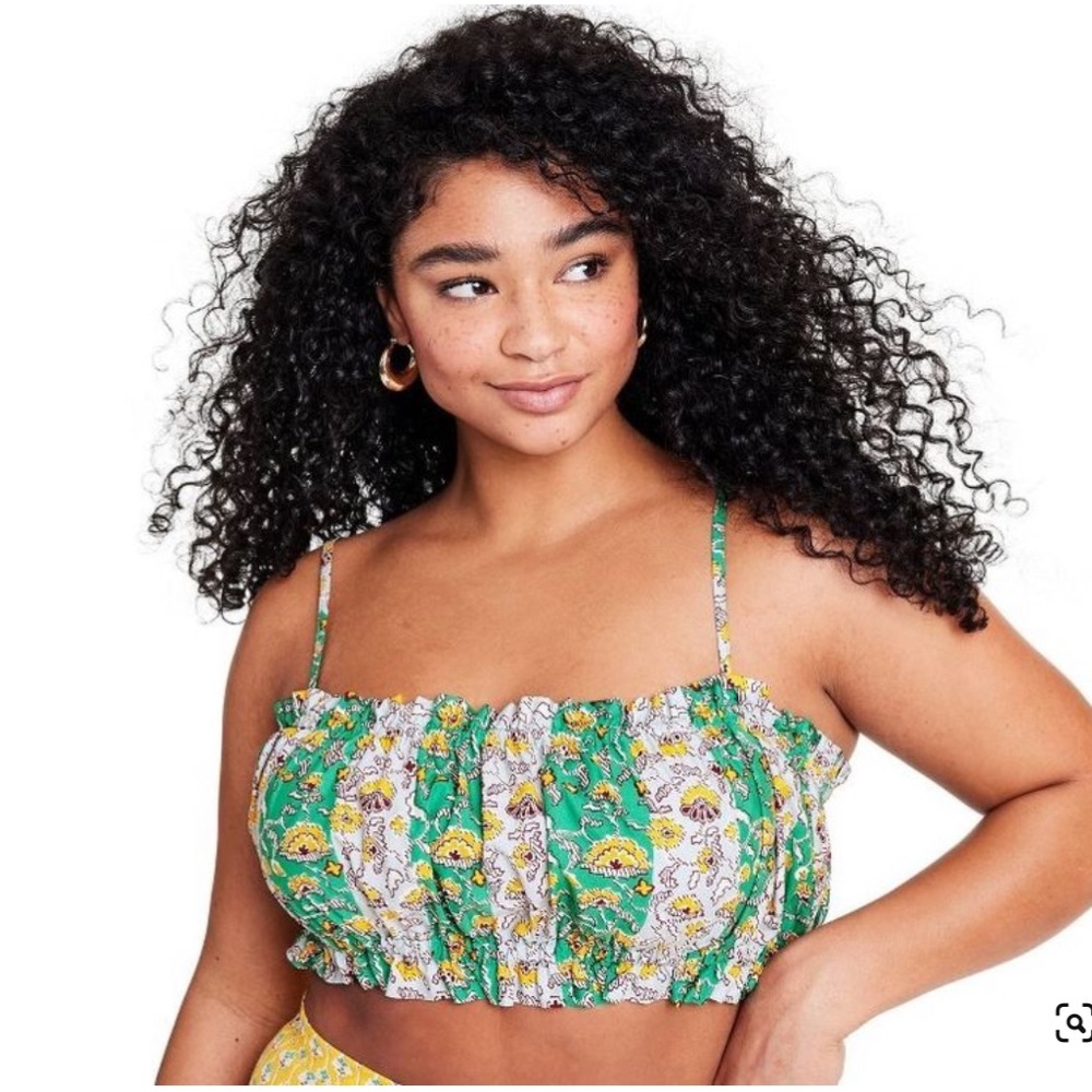 NEW NWT RhodeXTarget Mixed Whimsical Floral & Stripe Shirred Crop Top Tank top